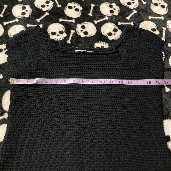RICKI'S Vintage black cap sleeve knit top w/ scallop edges SMALL MEDIUM sweater - Picture 9 of 15